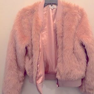 Pink furry coat